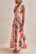 Halter V Neck Lace-up Waisted Floral Print Maxi Dress