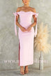 Off Should Bow Knot Slit Maxi Party Dress