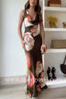 Cowl Neck Sleeveless Printed Maxi Dress