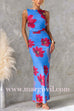 Low-cut Back Sleeveless Floral Print Maxi Dress