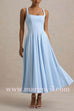 Square Neck Waisted Swing Midi Cami Dress