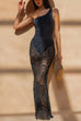 Margovil Floral Lace Hollow Out Maxi Skirt