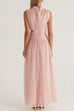 Mockneck Sleeveless Cut Out Waist Slit Maxi Dress