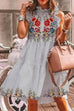 Margovil Casual Ruffle Floral Printed Midi Tiered Dress