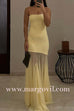 Margovil Strapless Tube Flare Mesh Maxi Party Dress