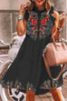 Margovil Casual Ruffle Floral Printed Midi Tiered Dress