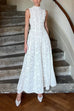 Margovil Mockneck Sleeveless A-line Lace Maxi Dress