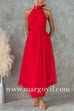 Margovil Bow Knot Halter Open Back Tulle Maxi Dress