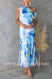Asymmetric One Shoulder Tie Waist Slit Tie Dye Maxi Dress
