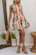 Adjustable Strap Unique Floral Print A-line Mini Dress