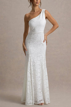 One Shoulder Sleeveless Floral Lace Maxi Dress