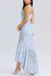 Margovil Sleeveless Ruched Waist Ruffle Hem Jacquard Maxi Dress