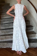 Margovil Mockneck Sleeveless A-line Lace Maxi Dress
