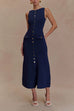 Margovil Sleeveless Button Down Knit Bodycon Maxi Dress