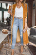 Margovil Stylish Open Front Long Sleeve Velvet Long Coat