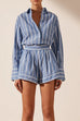 Margovil Striped Long Sleeves Curve Hem Shirt and High Rise Shorts Set