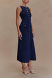 Margovil Sleeveless Button Down Slit Ribbed Knit Maxi Dress