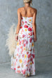 Strapless Floral Print Splice Flare Maxi Dress