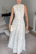 Margovil Mockneck Sleeveless A-line Lace Maxi Dress