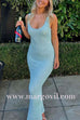 Margovil U Neck Sleeveless Sequin Bodycon Maxi Dress