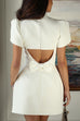 Margovil Mockneck Petal Sleeves Bow Knot Cut Out Mini Dress