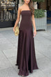 Margovil Strapless Satin Patchwork Flare Maxi Dress