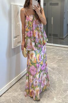 Margovil Blooming Floral Print Cami Top and High Waist Maxi Skirt Set