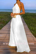 Margovil Chain Halter Open Back Maxi Swing Dress
