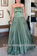 Strapless Tube Pleated Splice Maxi Party Dress