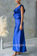Ruffle One Shoulder Satin Maxi Party Dress