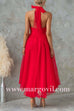 Margovil Bow Knot Halter Open Back Tulle Maxi Dress