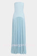 Margovil Strapless Tube Patchwork Pleated Maxi Dress