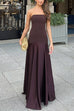 Margovil Strapless Satin Patchwork Flare Maxi Dress