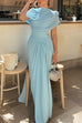 Margovil Shawl Collar Ruched Asymmetric Maxi Dress