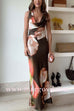 Cowl Neck Sleeveless Printed Maxi Dress