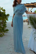 Margovil Shawl Collar Ruched Asymmetric Maxi Dress