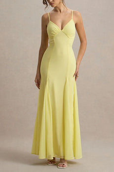 Margovil V Neck Adjustable Strap Bodycon Flare Maxi Dress