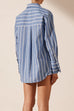 Margovil Striped Long Sleeves Curve Hem Shirt and High Rise Shorts Set