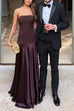 Margovil Strapless Satin Patchwork Flare Maxi Dress