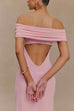 Margovil Off Shoulder Back Cut Out Ruffle Slit Maxi Dress