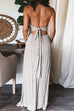 Margovil Halter Backless Tie Knot Printed Maxi Vacation Dress