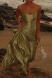 Spaghetti Strap Back Lace-up Satin Maxi Party Dress