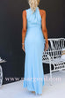 Sleeveless Asymmetric Shoulder Waisted Slit Maxi Dress