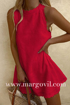 Margovil Crewneck Sleeveless Cotton Linen Dress