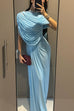 Margovil Shawl Collar Ruched Asymmetric Maxi Dress