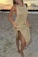 Margovil Sleeveless Open Back Glitter Bodycon Maxi Dress