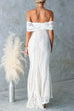 Off Shoulder Hollow Out Lace Bodycon Maxi Dress