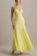 Margovil V Neck Adjustable Strap Bodycon Flare Maxi Dress