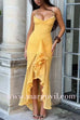 Margovil Spaghetti Strap Frill Trim Draped Slit Maxi Dress