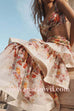 Floral Print Crop Cami Top and Ruffle Layered Maxi Skirt Set